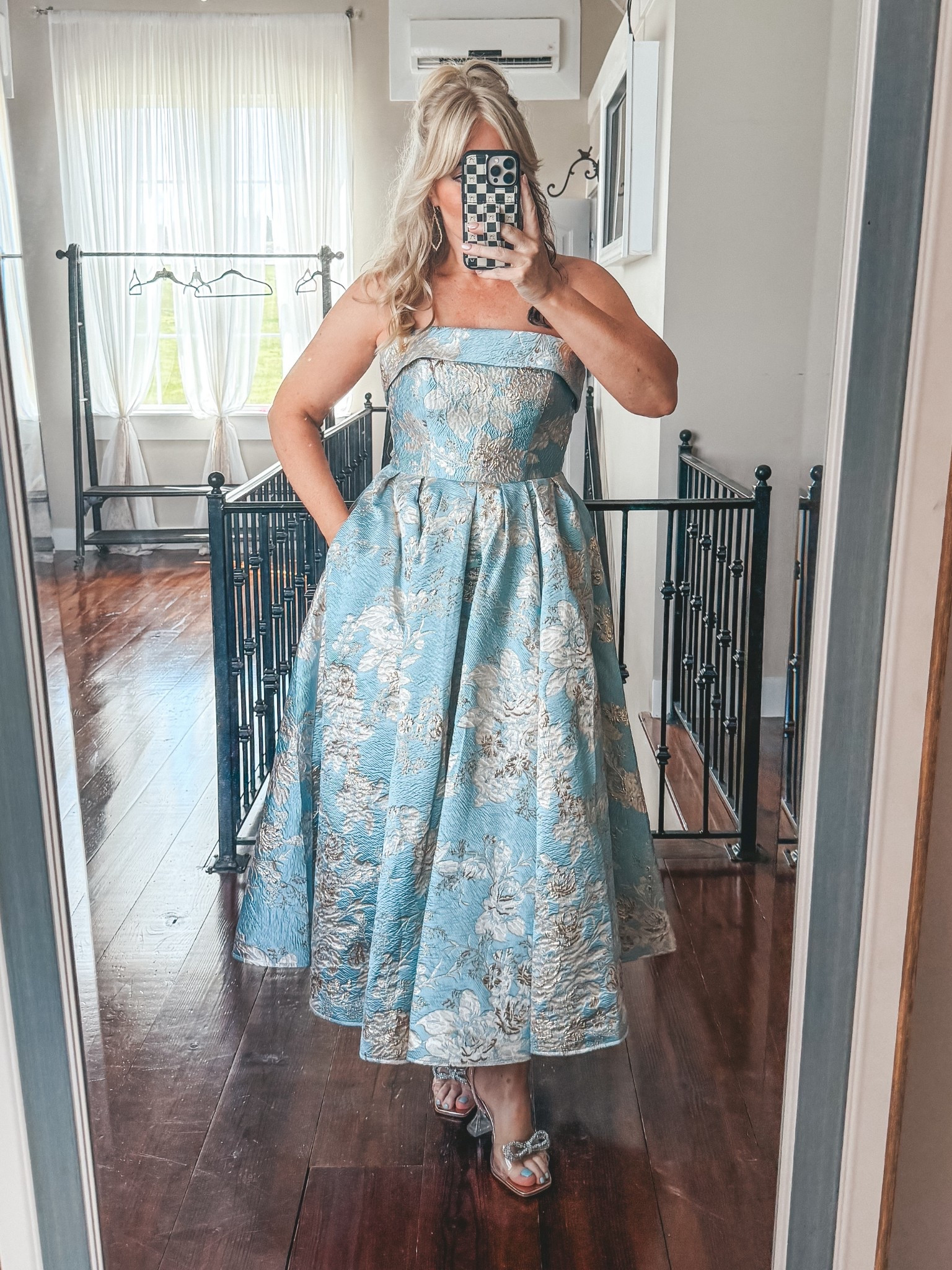 My mother of the bride dress. This dress runs true to size has very pretty intricate details in the fabric. It’s a beautiful blue with gold. Also has pockets and that’s one thing that sold it to me!! 😂👗 
My shoes were perfect too and they are from Amazon. They are comfy for the most part but after wearing for hours I was ready to take them off. They run true to size  

#LTKWedding #LTKOver40 #LTKStyleTip