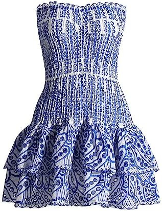YELLOOP Vintage Dress for Women Y2k Dresses Tube Dress for Women Strapless Dress for Women Going ... | Amazon (US)