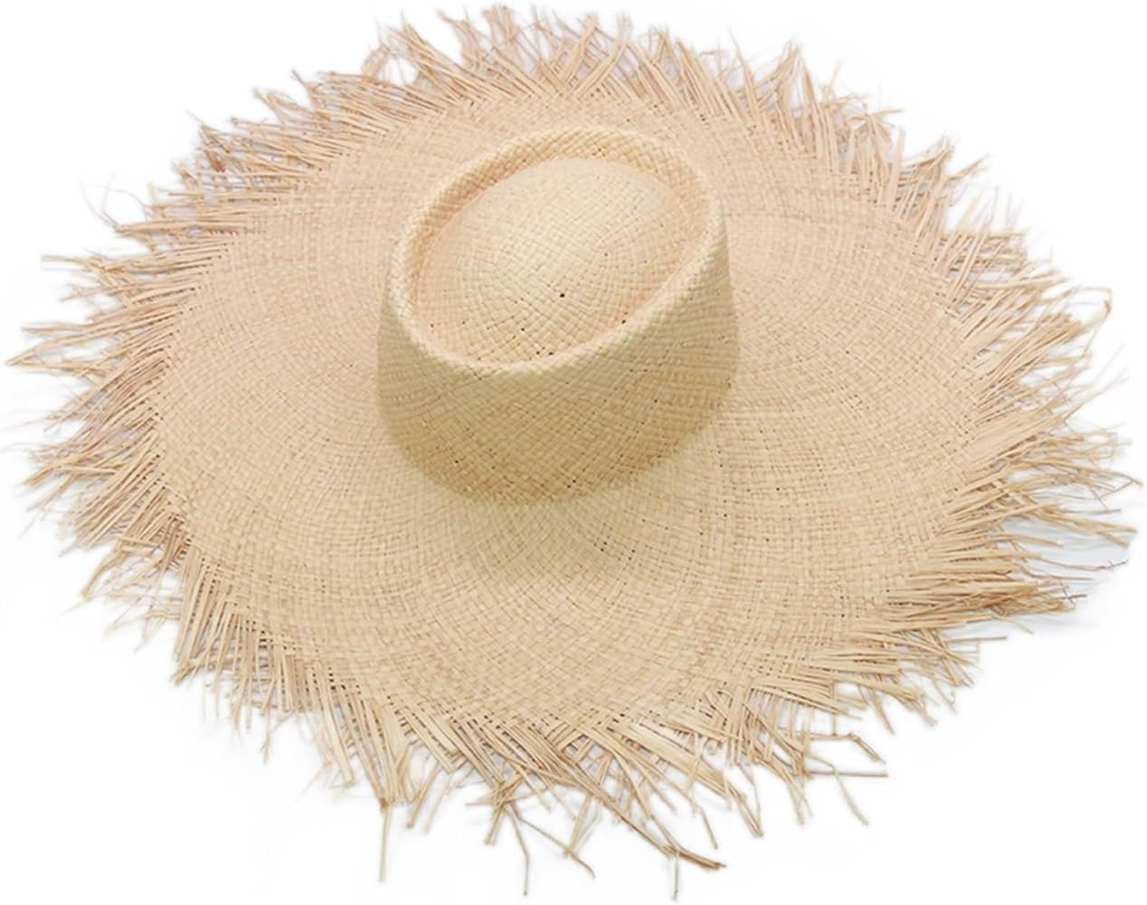 Handmade Women Straw Sun Hats Large Wide Brim Gilrs Natural Beach Straw Sun Caps for Holiday | Amazon (US)