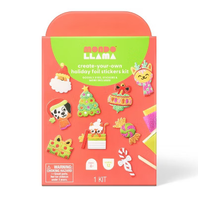 Christmas Craft 12ct Foil Art Holiday Icon Stickers Activity Kit - Mondo Llama™ | Target