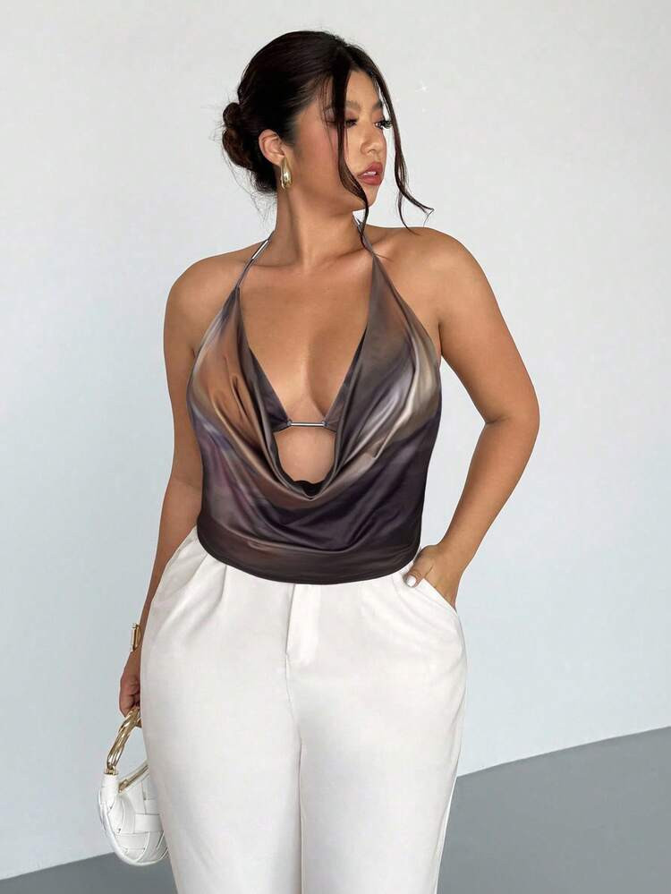 Grey metallic halter | SHEIN
