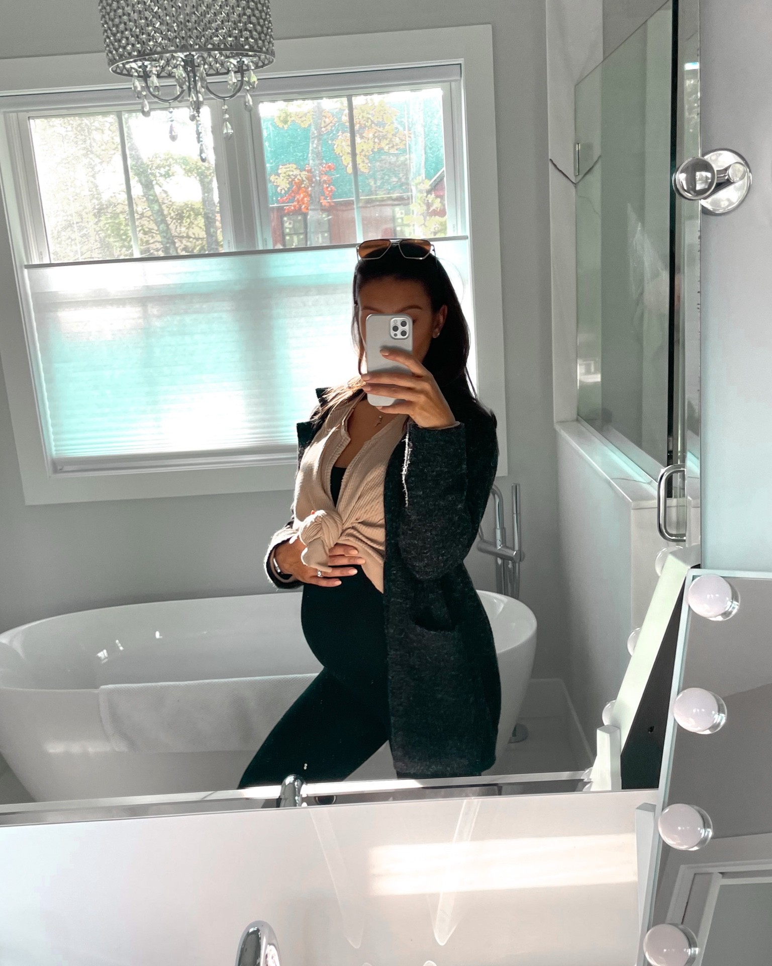 Sunday loungin’ 

• bump style, bump friendly, maternity fashion, free people waffle top, thread and supply cardio coat, gap maternity onesie, Sam Edelman combat boot, Amazon sunglasses 

#LTKunder50 #LTKbump