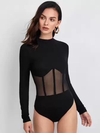 SHEIN BAE Malha Contraste Simples sexy Macacão | SHEIN