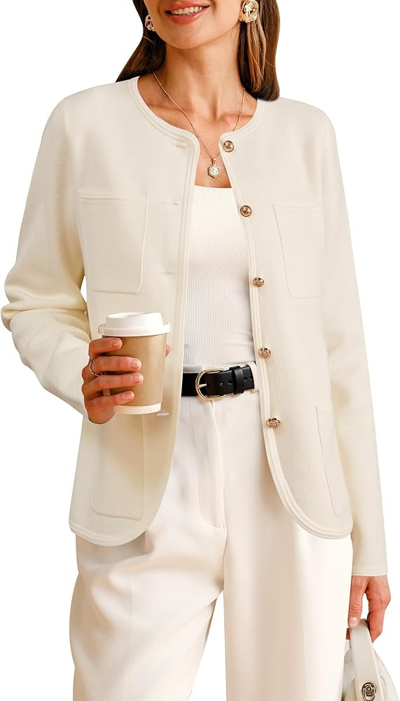 Arach&Cloz Womens Wool Blend Sweater Blazers Business Casual Jacket with Pockets 2025 | Amazon (US)