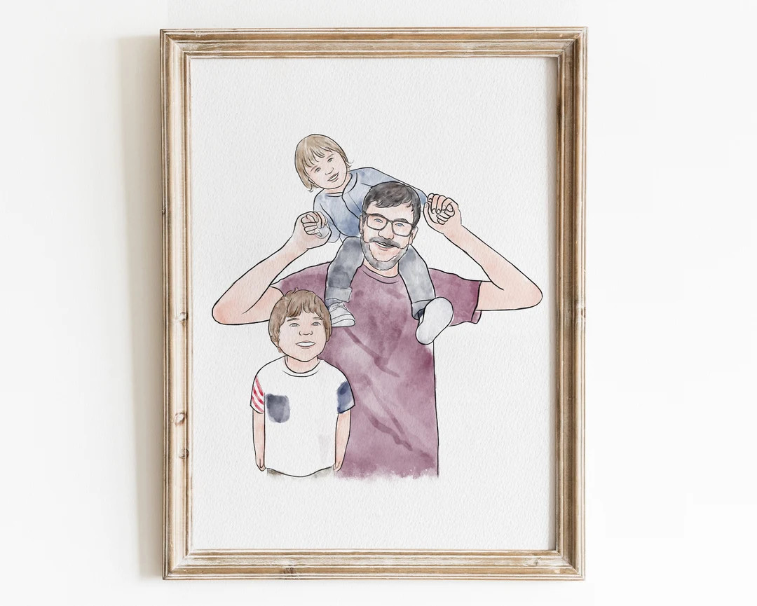 Fathers Day Gift, Watercolor Portrait, Daddy Gift, New Grandpa Gift, Grandfather Gift, Gift From ... | Etsy (US)