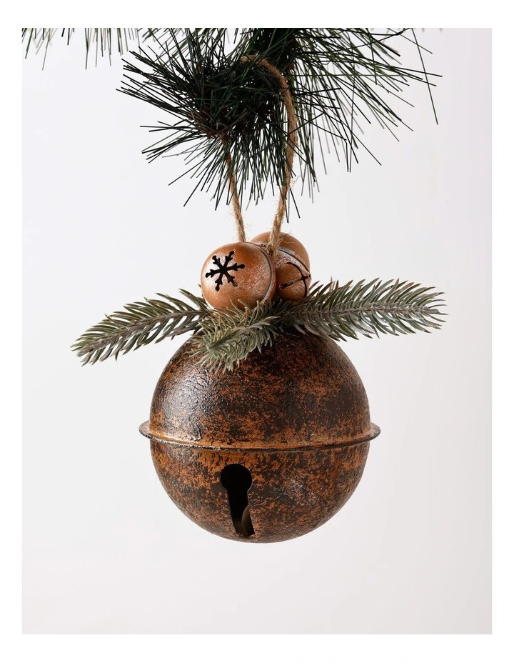 Harvest Christmas Metal Bell Ornament 11cm in Brown | Myer