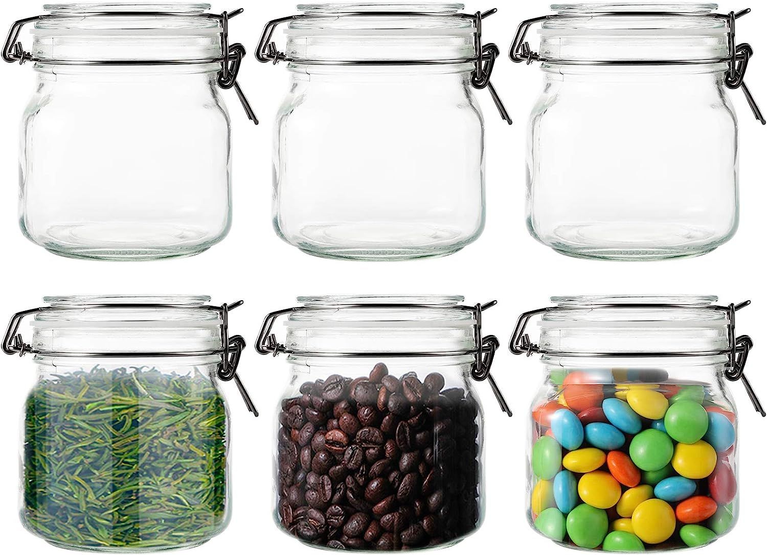 Nicunom Set of 6 Airtight Glass Canister with Lids, 27oz Glass Kitchen Storage Canisters Canning ... | Amazon (CA)