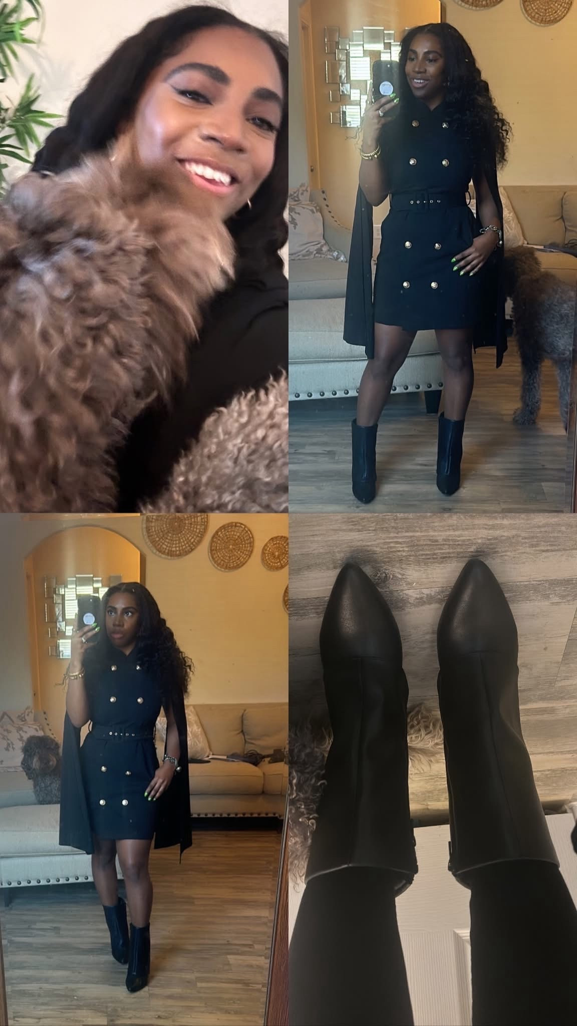 Corporate girlie by day, classy dinner date by night 🤎✨
This look is giving “I handle business and look good doing it.” The cape blazer dress + pointed-toe boots combo is my current fall obsession. Polished enough for the office, but still flirty enough for that post-meeting dinner reservation. Can you dig it? 

🍷 Mood: power moves & pretty energy
🐶 Cameo by Zo, because he approves too 😂

#FallFashion #LTKStyle #CorporateBaddie #ClassyGirlEra #OOTD #LTKFallLooks #BlackGirlStyle #OfficeToOutfit


#LTKSaleAlert #LTKStyleTip #LTKPetite