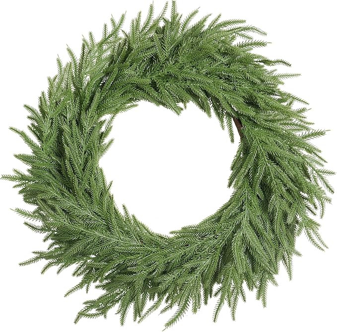 XmasExp Norfolk Pine Wreath 20INCH Real Touch Artificial Evergreen Realistic Faux Plain Christmas... | Amazon (US)