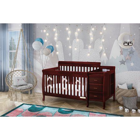 AFG Baby Furniture Kimberly 3-in-1 Convertible Crib and Changer, Cherry | Walmart (US)