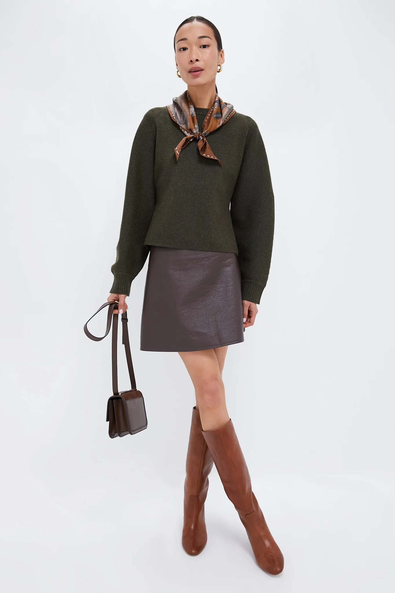 Brown Leather Meg Mini Skirt | Tuckernuck (US)