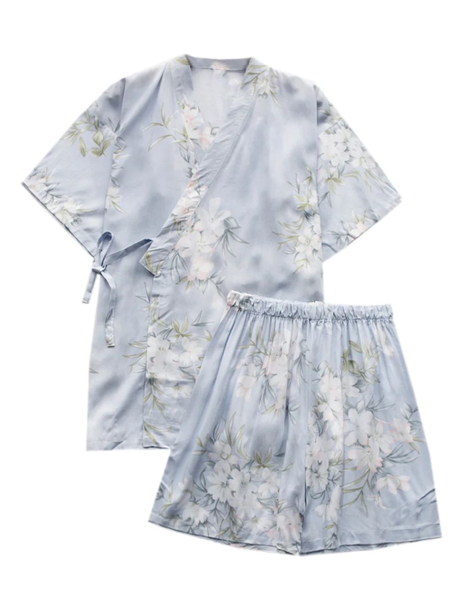 Ashton Floral Printed Wrap Pajama Set (2 Colors) | Kyria Lingerie