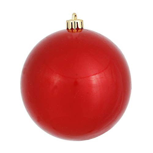Vickerman 4" Red Christmas Ornaments - Set of 6 Candy Finish Shatterproof Christmas Ball Ornaments, UV Resistant Plastic with Floral Wire Loop for Hanging | Amazon (US)