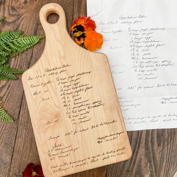 Handwritten recipe engraved onto a Maple or Walnut Cutting Board | Etsy (US)