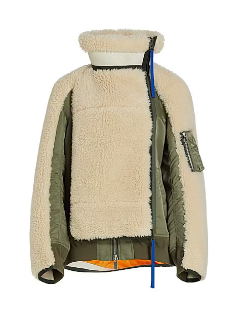 Sacai Faux Shearling Mixed-Media Jacket | Saks Fifth Avenue (CA)