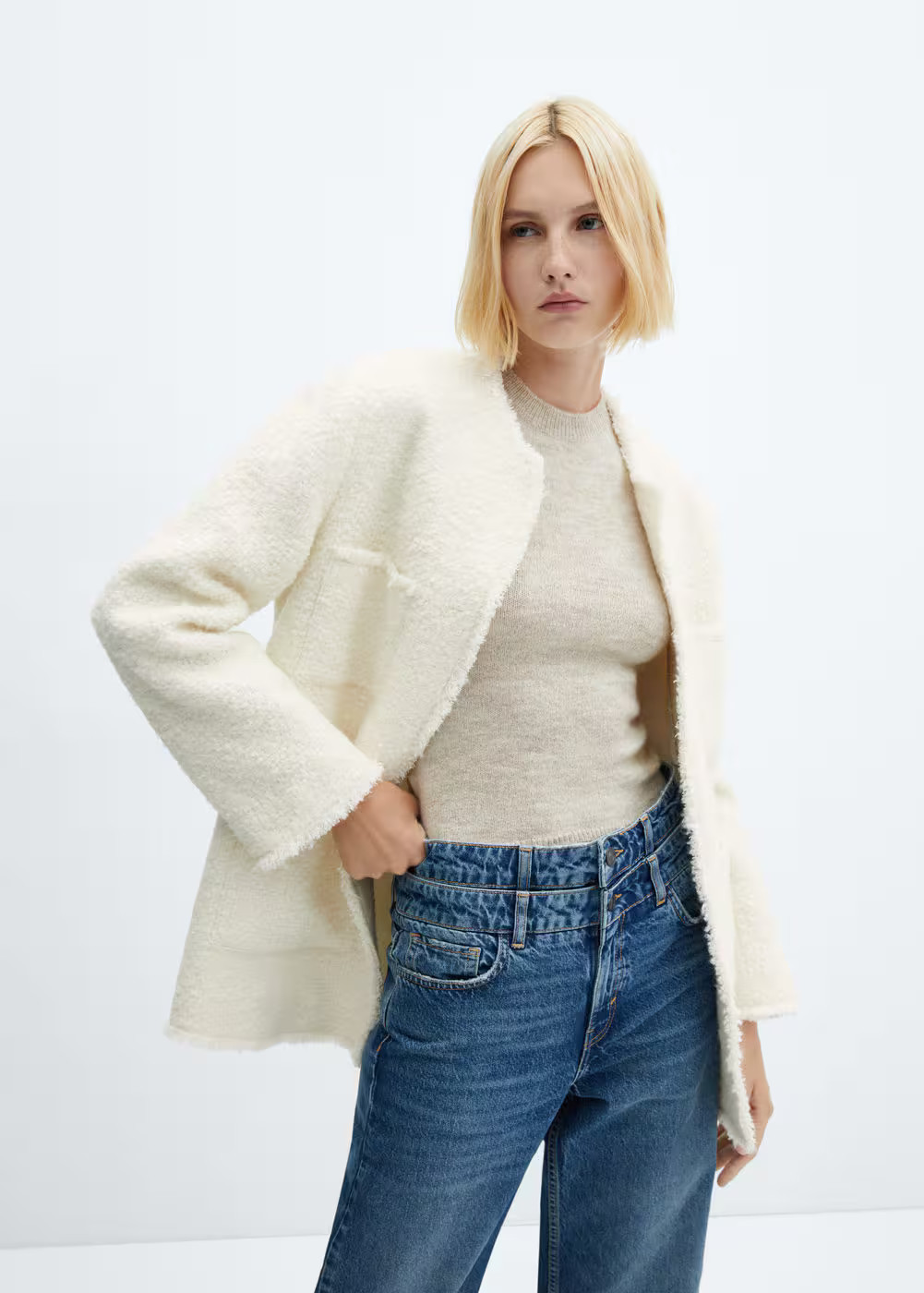 Pocket tweed jacket | MANGO (US)