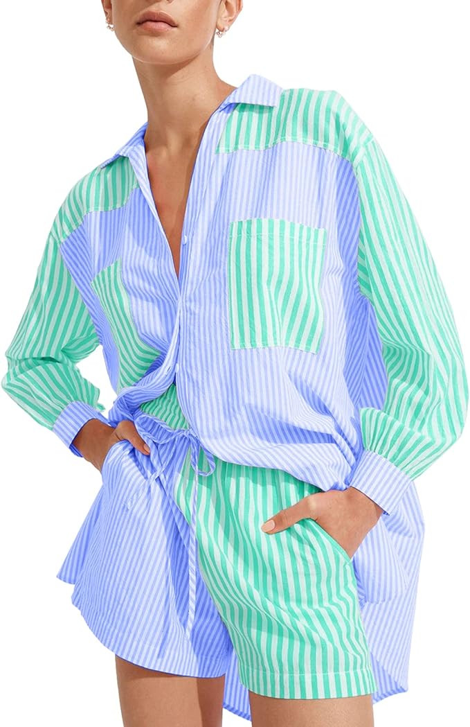 Women’s 2 Piece Casual Sets Tracksuits Outfits Sets Relaxed Long Sleeve Shirt Loose High Waiste... | Amazon (US)