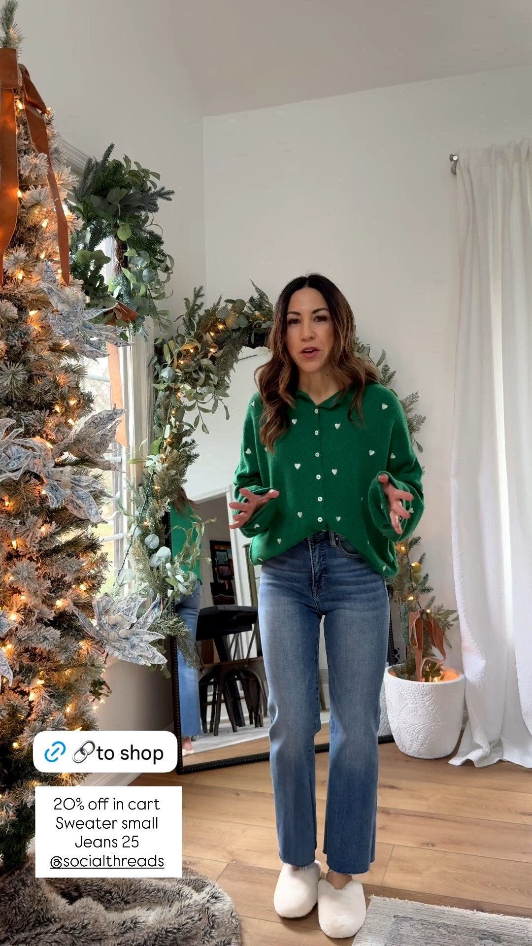 Small heart sweater, jeans 25, shoes, TTS, Holiday outfit, Christmas outfit, green sweater

#LTKFindsUnder100 #LTKSaleAlert #LTKHoliday