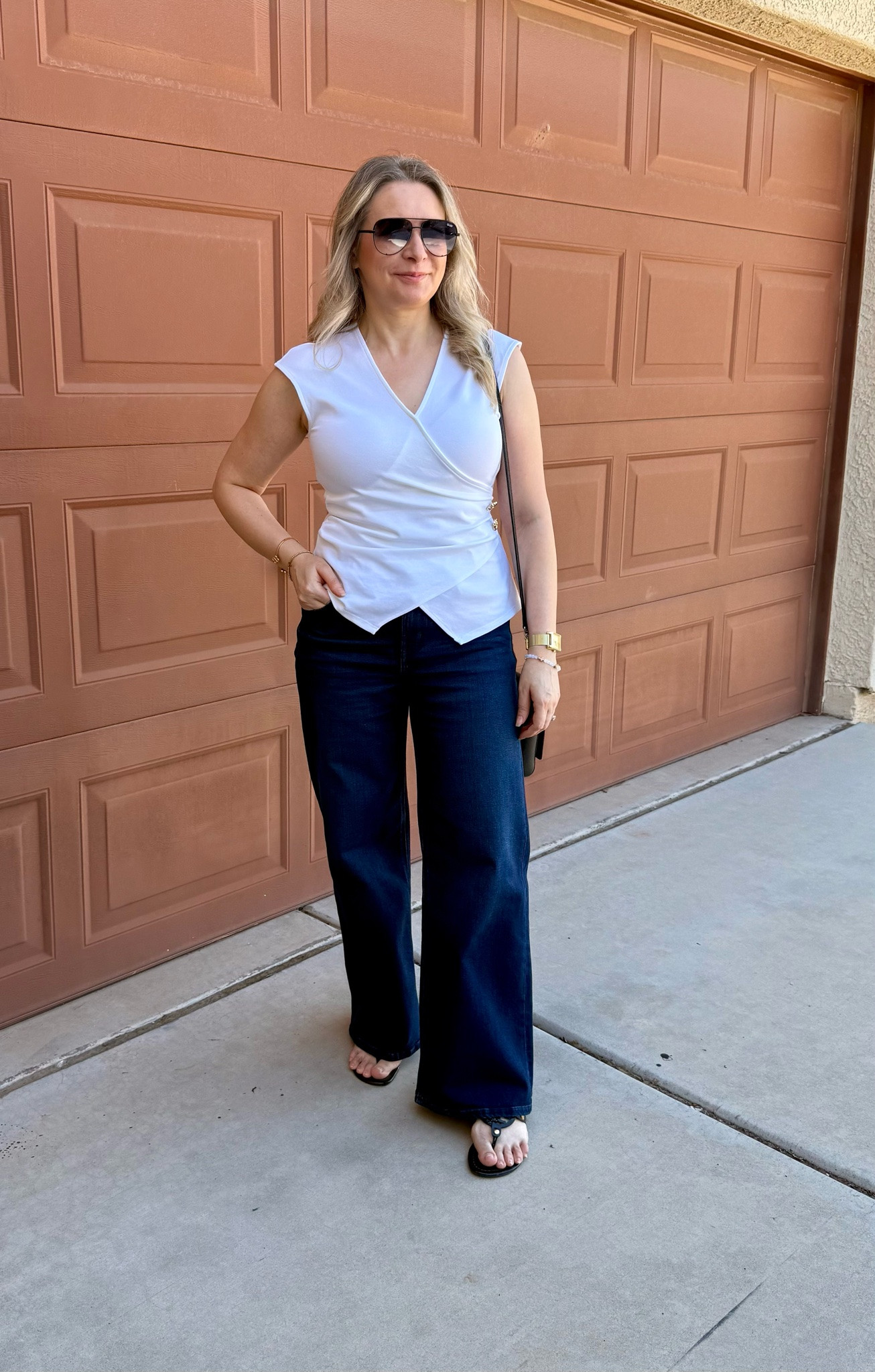 Early fall outfit idea. Quince jeans and adorable top from Target. 40% off now for Target Circle Days. Also available in brown. 
#LTKSeasonal #LTKOver40 #LTKPetite