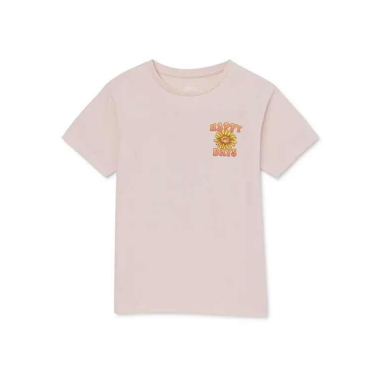 Wonder Nation Girls, Happy Flower Days, Crew Neck, Short Sleeve, Graphic T-Shirt, Sizes 4-18 | Walmart (US)