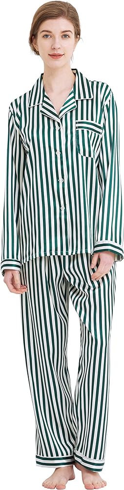 TONY AND CANDICE Women's Classic Satin Pajama Set Sleepwear Loungewear | Amazon (US)