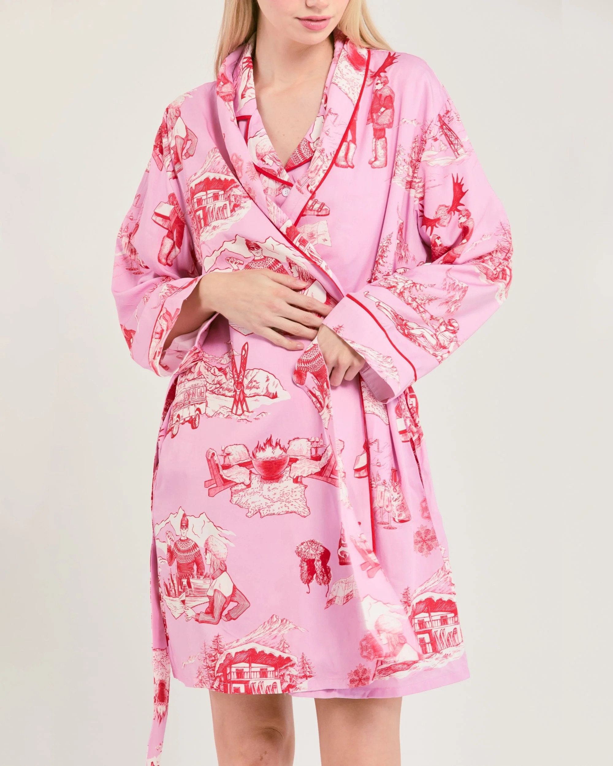 Katie Kime | Après Ski Toile Lounge Robe | Personalized Soft Modal Cotton Luxury Robes | Colorfu... | Katie Kime Inc
