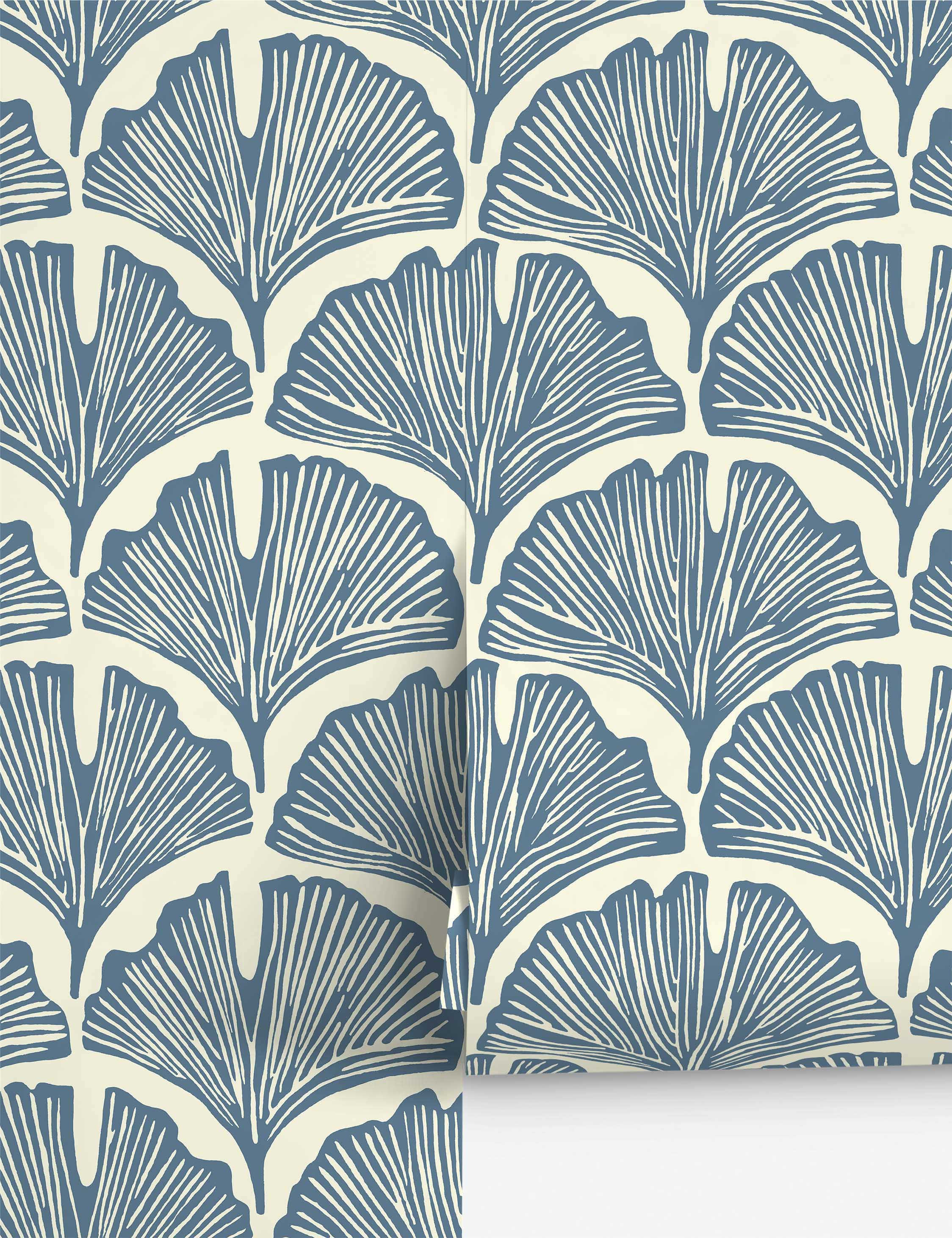 Pluma Peel + Stick Wallpaper, Blue | Lulu and Georgia 