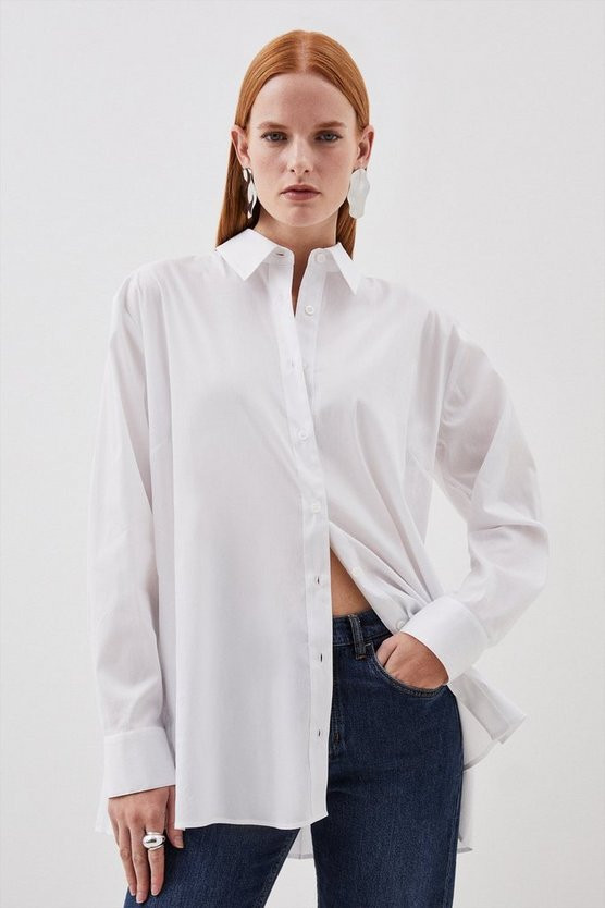 Tailored Pleated Back Detail Shirt | Karen Millen UK + IE + DE + NL