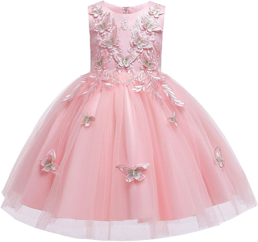 Amazon.com: MYRISAM Little/Big Girls Butterflies Dress Princess Embroidery Birthday Pageant Wedding  | Amazon (US)