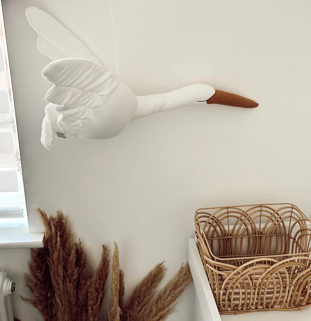 Nordic Nursery Decor | Hanging White Swan | Beautiful Nursery Accessory | Children's Nursery Deco... | Etsy (US)
