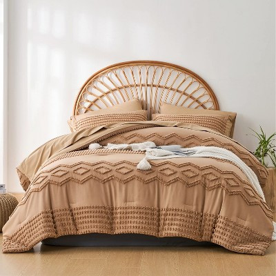 BAGOKIE Tufted 7 Pieces Bed in a Bag Full Size Comforter and Sheet Set for All Season, Khaki | Target