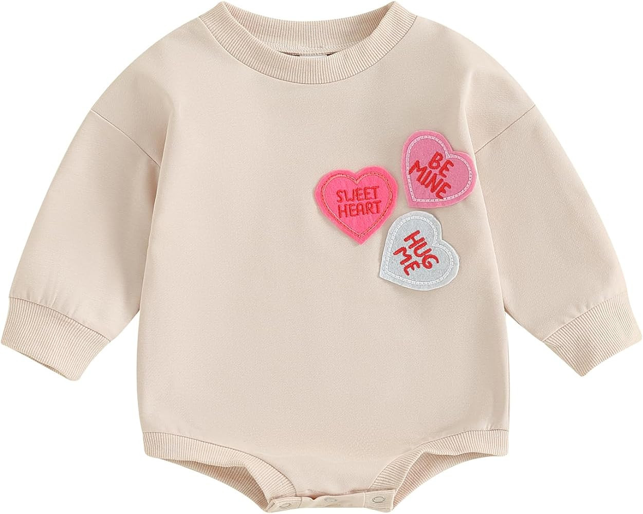 Socutebabe Baby Girl Boy Valentines Day Outfit Cute Heart Sweatshirts Bubble Romper Onesie Valent... | Amazon (US)