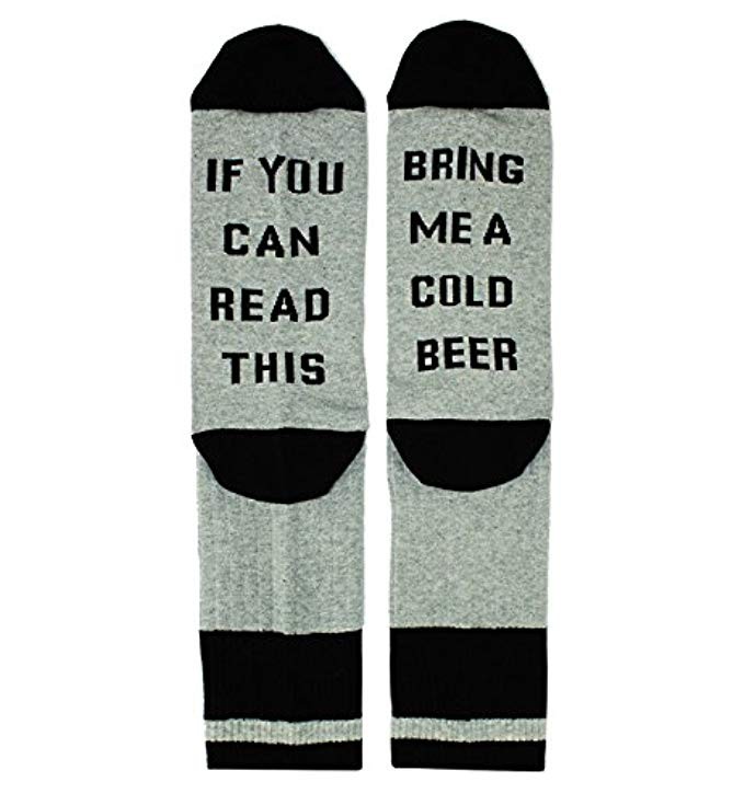 Zmart If You Can Read This Novelty Funny Saying Combed Cotton Crew Dress Beer Coffee Taco Wine Socks | Amazon (US)