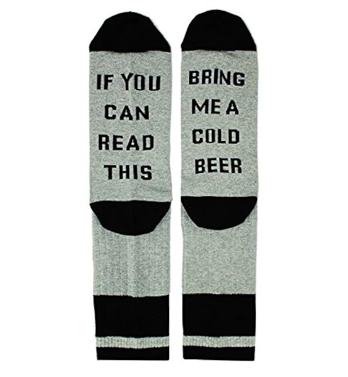 Zmart If You Can Read This Novelty Funny Saying Combed Cotton Crew Dress Beer Coffee Taco Wine Socks | Amazon (US)
