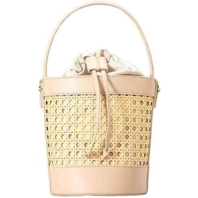 FATMOON Women Straw Rattan Bucket Bag, Hollowed Out Seaside Drawstring Handbag Purse, Leather Summer Beach Boho Shoulder Bag, Khaki | Target