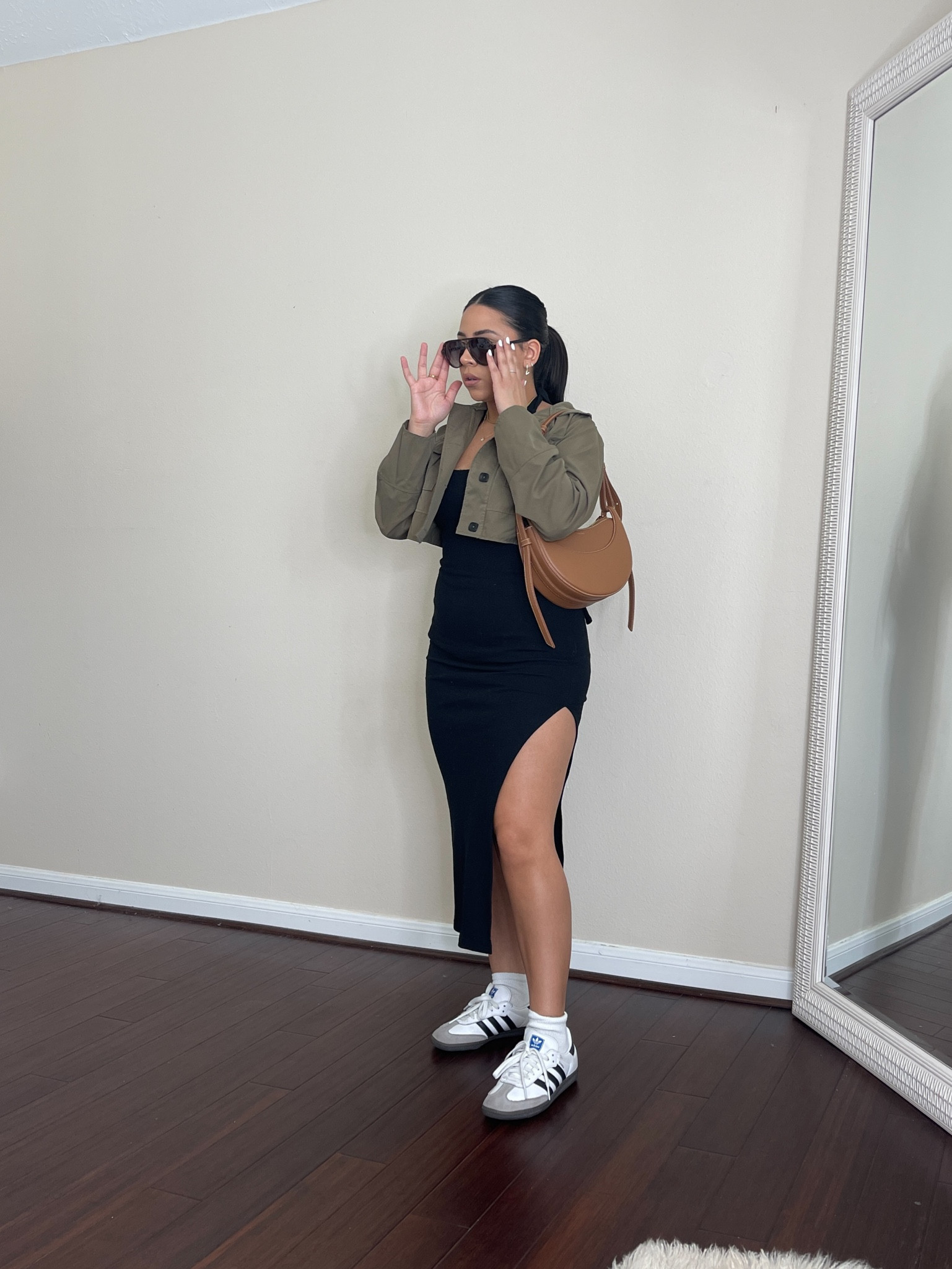 How to style Adidas sambas sneakers
Black midi dress: small
Cropped jacket: small
Sneakers: 4.5 men 
White ankle socks 
Tortoise sunglasses: use code veryvannesa for 10% off @ checkout 

#LTKfindsunder100 #LTKsalealert #LTKstyletip