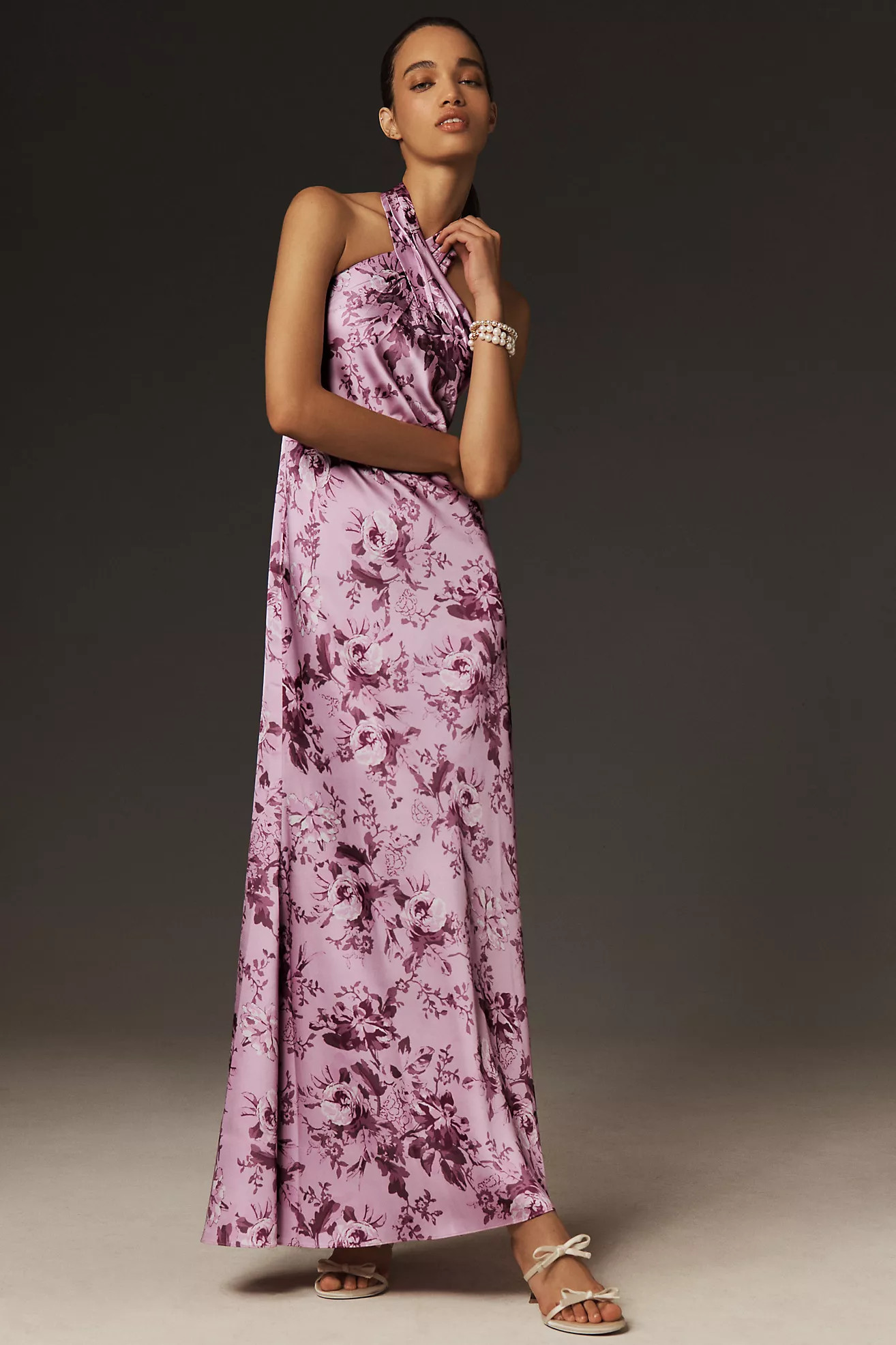 BHLDN Ruby Twist Halter Satin Gown | Anthropologie (US)