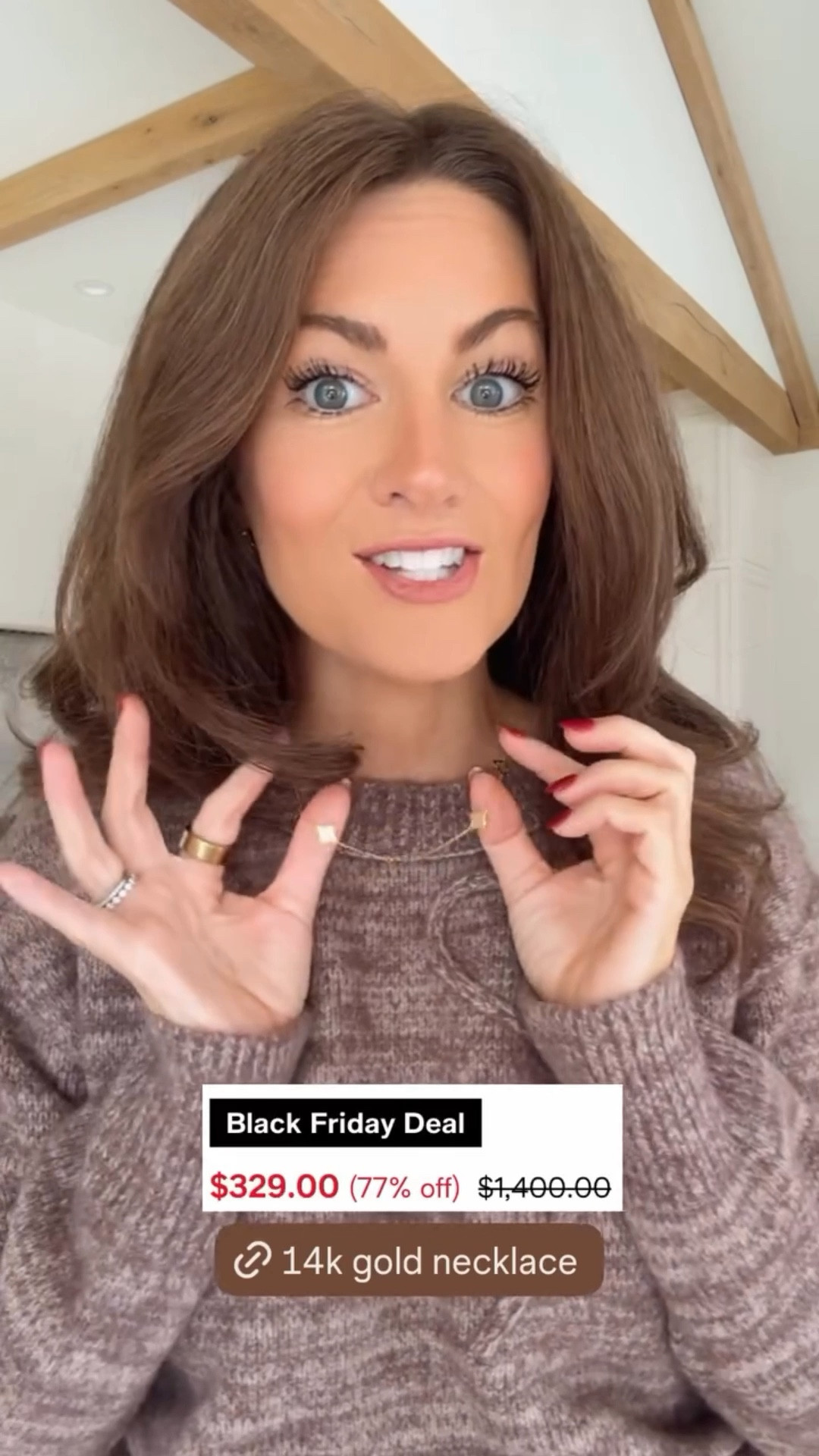 Huge Black Friday sale on this gorgeous 14k gold necklace! Sweater is from Target, the fit is TTS. ✨

#blackfridaysales #blackfridaydeals #targetfinds #macys #macysblackfriday 

#LTKCyberWeek #LTKSaleAlert #LTKGiftGuide