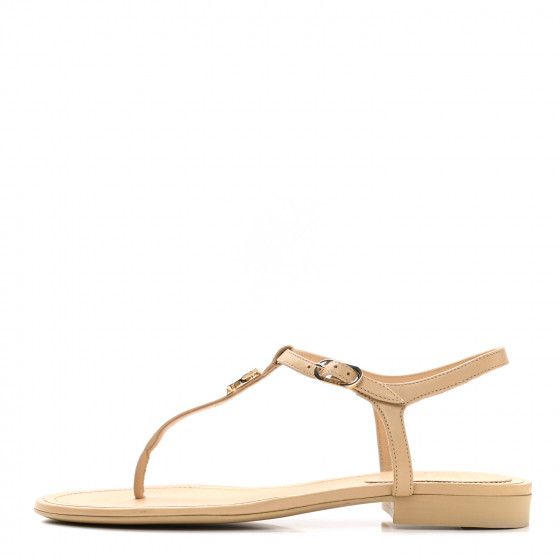 CHANEL Lambskin CC Thong Sandals 36.5 Beige | FASHIONPHILE | Fashionphile