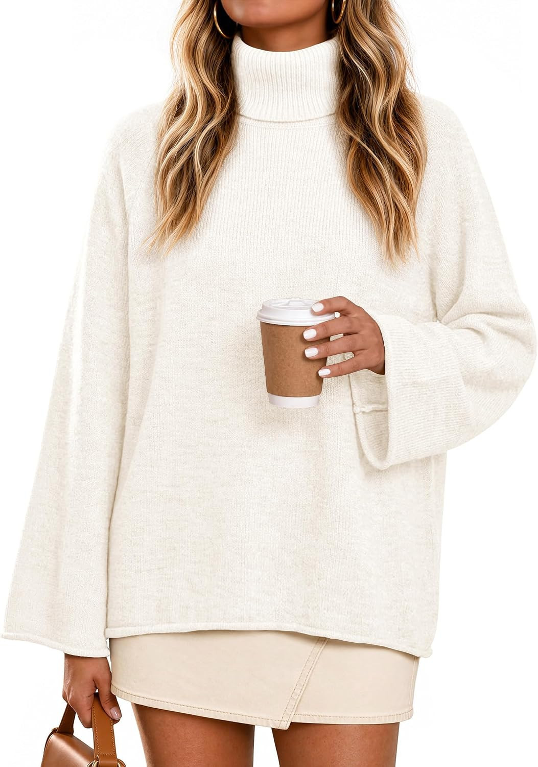 MEROKEETY Sweaters for Women Fall Winter Turtleneck Oversize Knit Tops | Amazon (US)