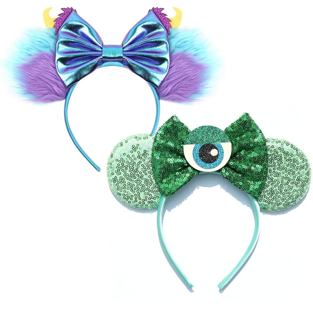 FACHPINT Monster Headband Adult 2pcs Sully Ears/Mike Wazowski Headband for Theme Parks, Cute Mous... | Amazon (US)