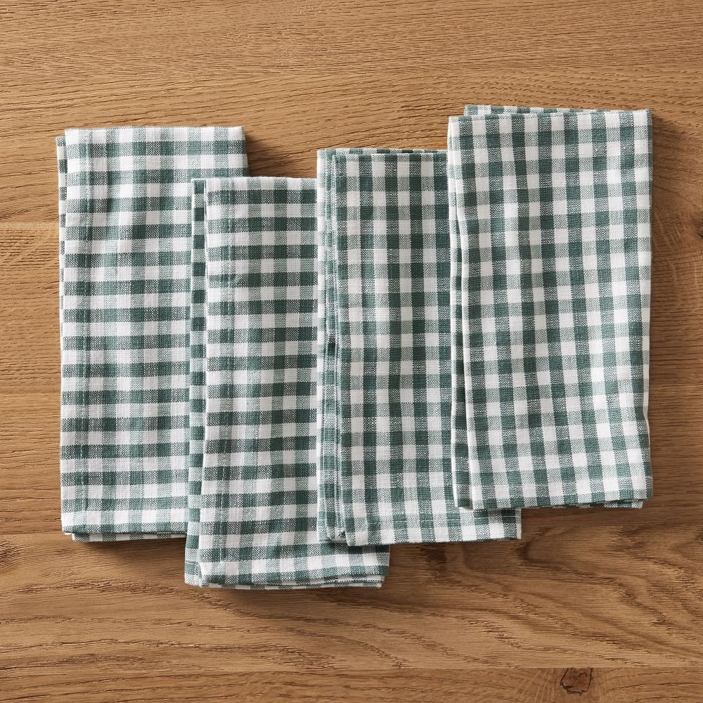 Heather Taylor Home Gingham Napkins, Large, Sage, Set Of 4 | West Elm (US)