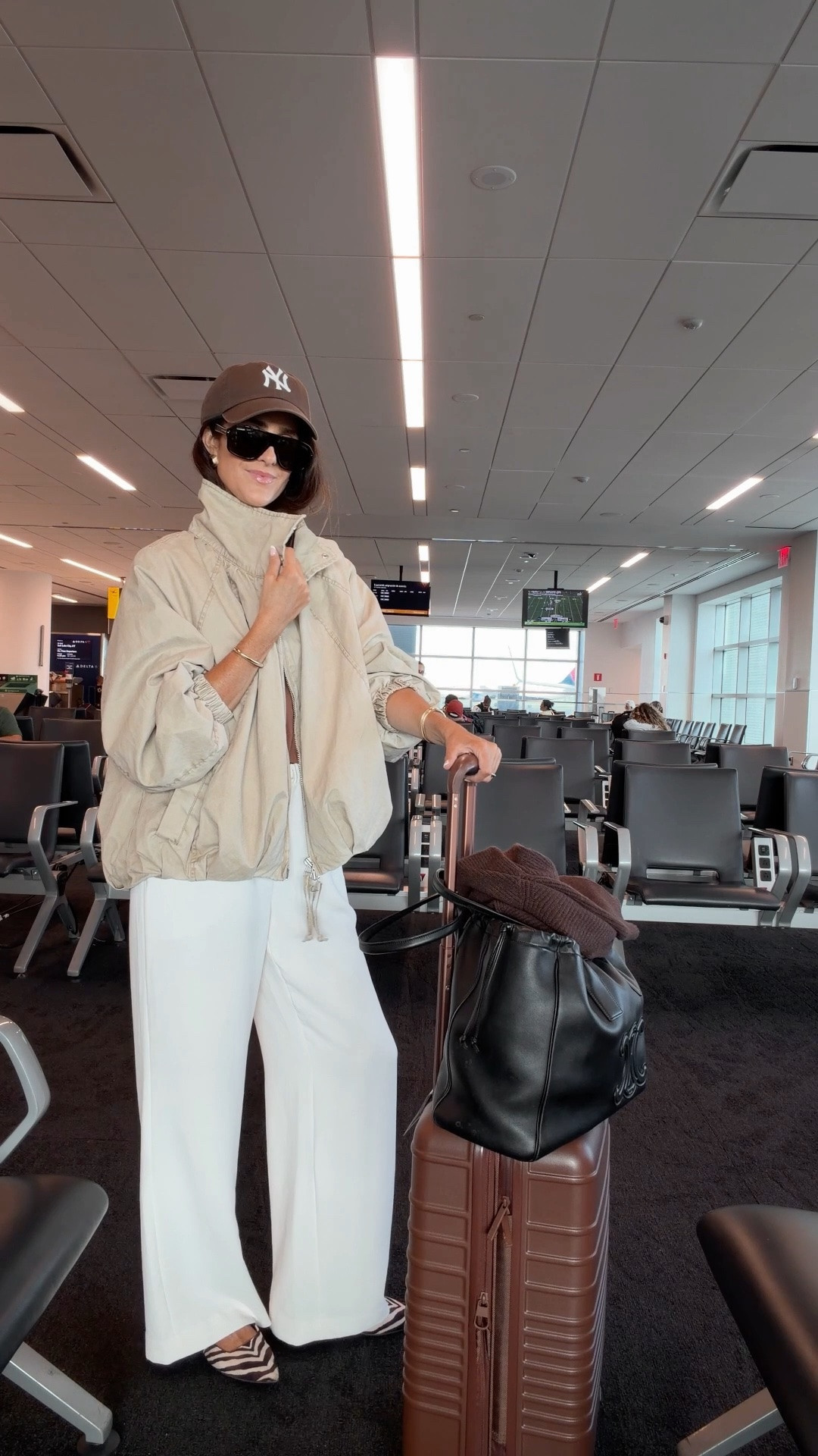 NYC wrinkle free travel outfit! I’m just shy of 5-7” wearing the size small jacket, pants and tee & XS/S cardigan  #stylinbyaylin #aylin @beistravel @Cuyana @Aritzia

#LTKOver40 #LTKTravel #LTKSeasonal