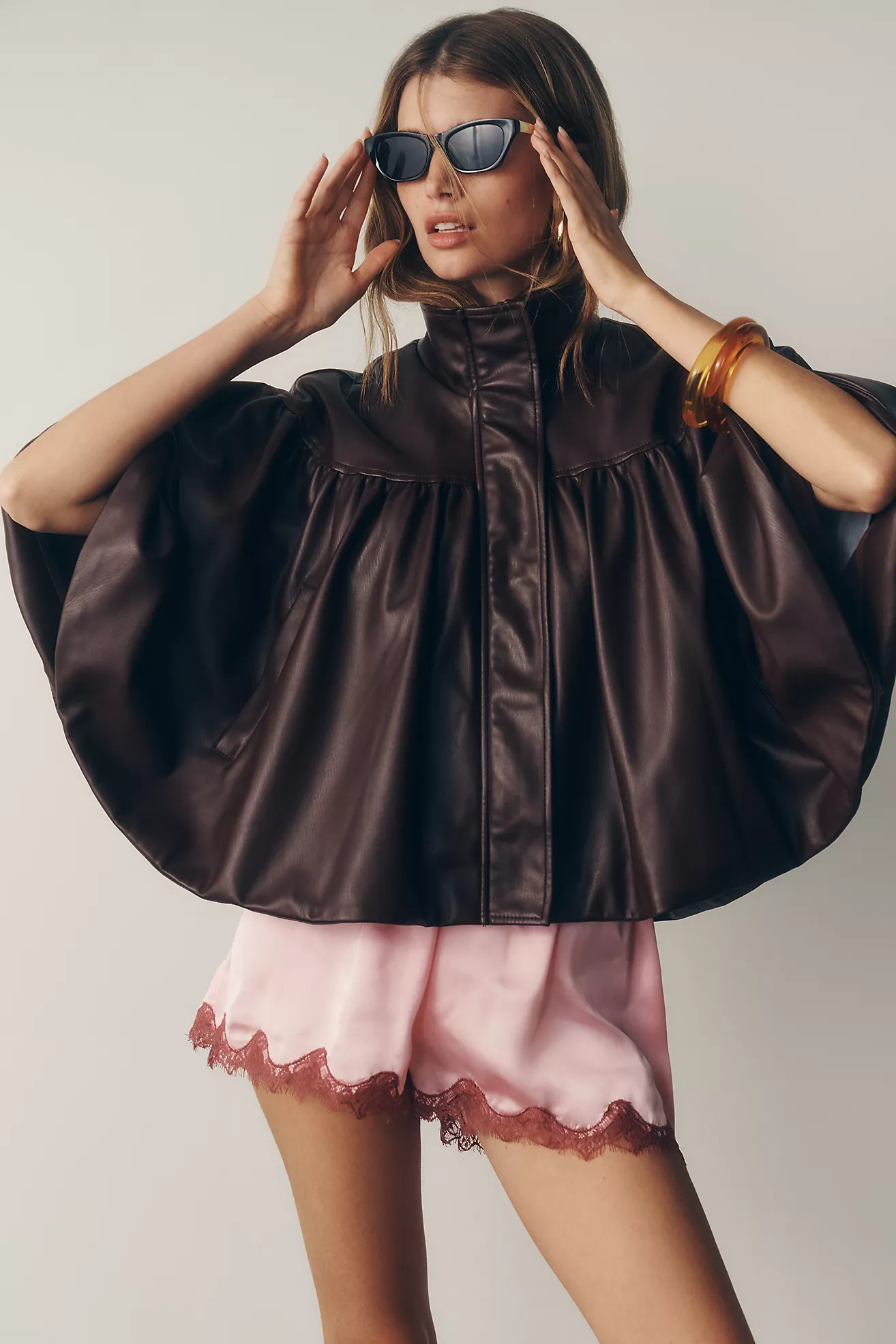 By Anthropologie Faux-Leather Funnel-Neck Jacket | Anthropologie (US)