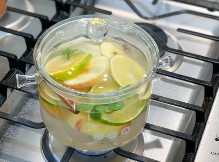 Created a simmer pot filled with fragrant items. This simmering pot has the house smelling so good. 
This Glass Saucepan with Cover with Heat-resistant Glass is awesome. #Simmeringpot #Pots #Pans #Home #Kitchenware #GlassPots #SimmeringPotRecipes #Fruit  

#LTKhome