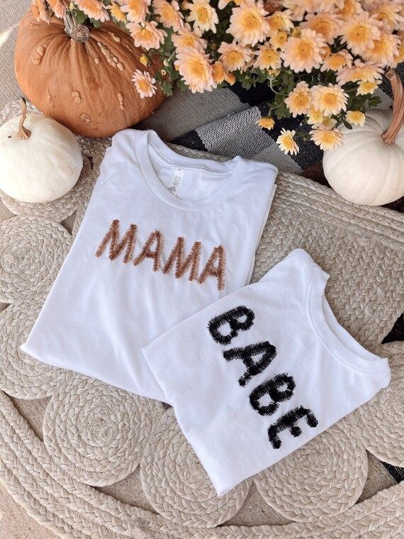 Read the full title
    Fringe Embroidered MAMA/BABE/MINI TShirt | mama and mini embroidered tee ... | Etsy (US)