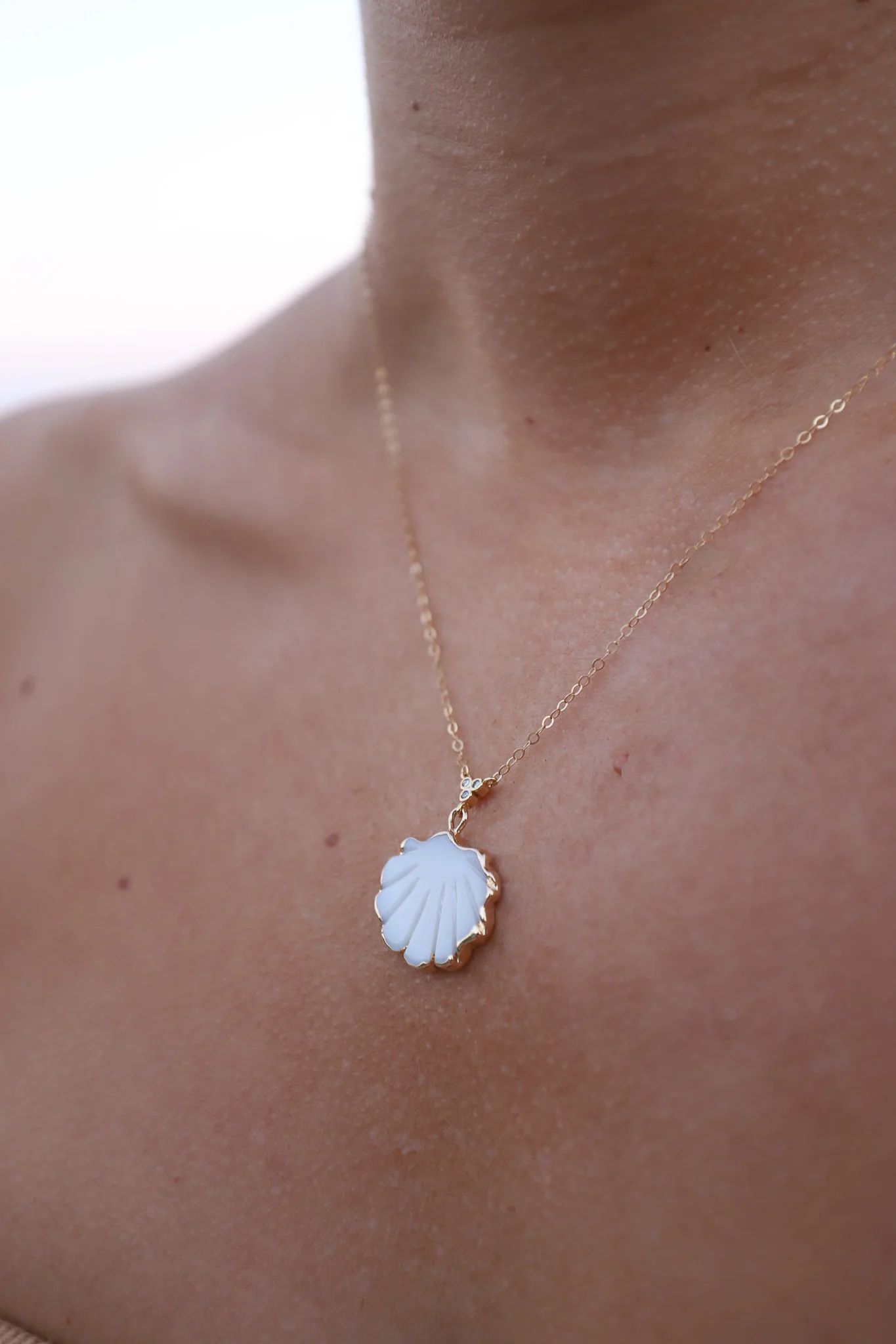 Mother of Pearl Seashell Drop Necklace | Marea