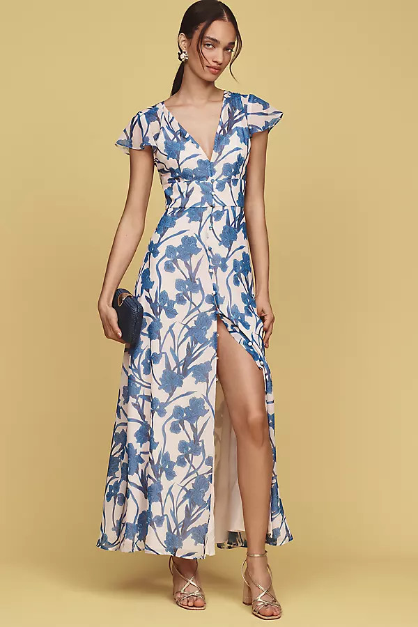 Hutch Nia Short-Sleeve V-Neck Maxi Dress | Anthropologie (US)