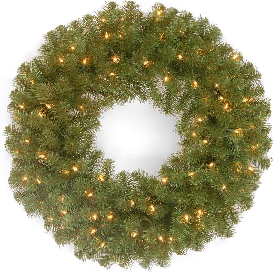 National Tree Company Pre-Lit Artificial Christmas Wreath, Green, North Valley Spruce, White Ligh... | Amazon (CA)