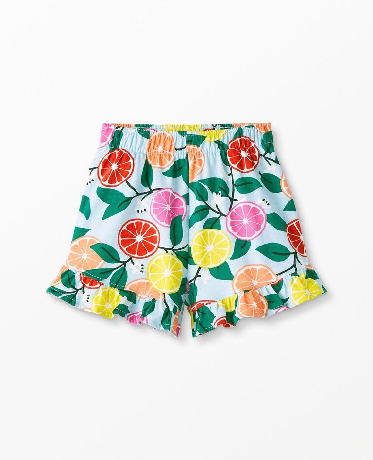 Print Ruffle Shorts In Cotton Jersey | Hanna Andersson